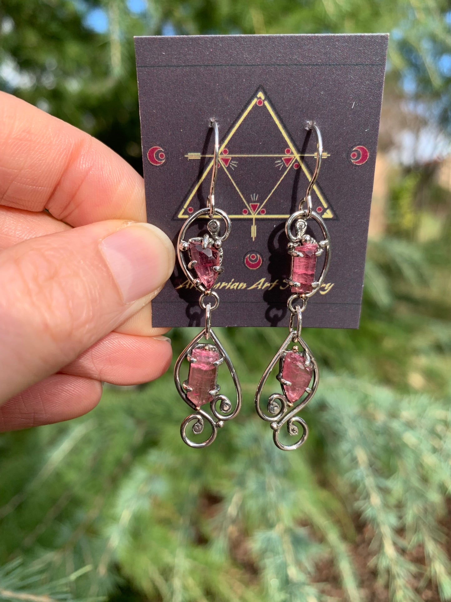 Elven Spring Pink Tourmaline Earrings