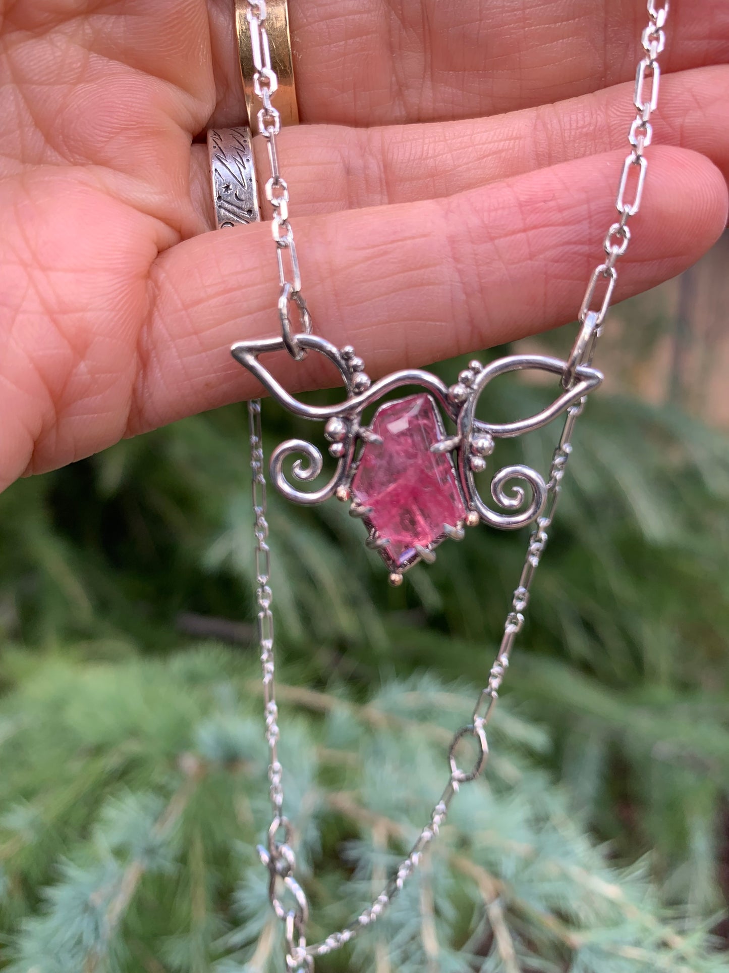 Elven Spring Pink Tourmaline Necklace