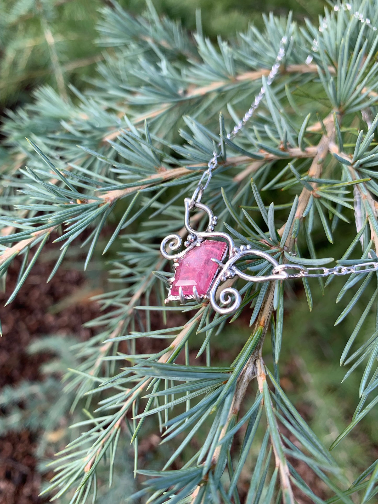 Elven Spring Pink Tourmaline Necklace