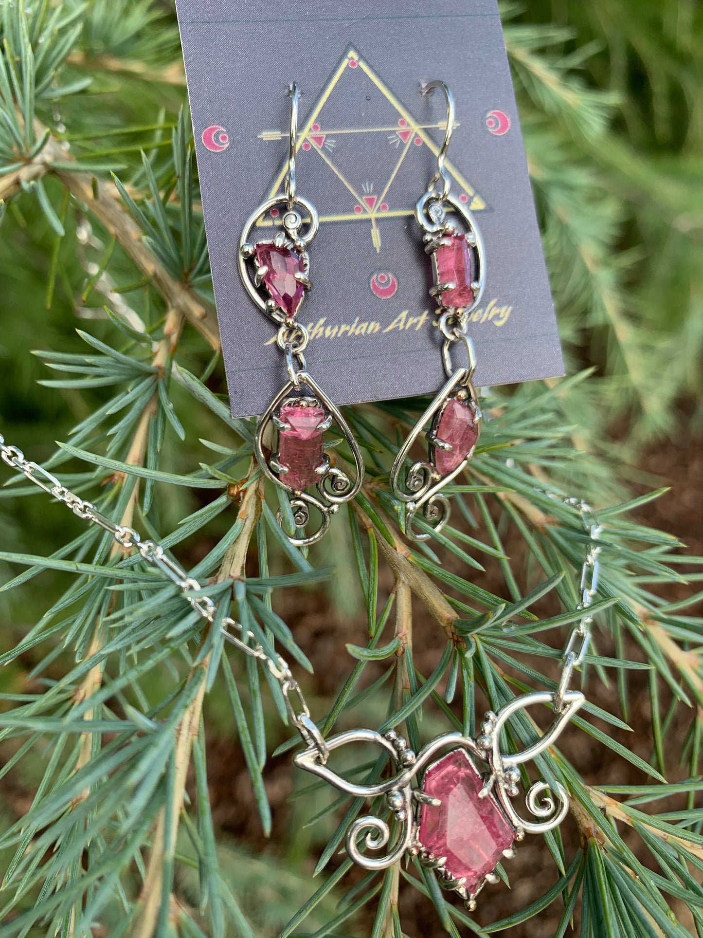 Elven Spring Pink Tourmaline Earrings