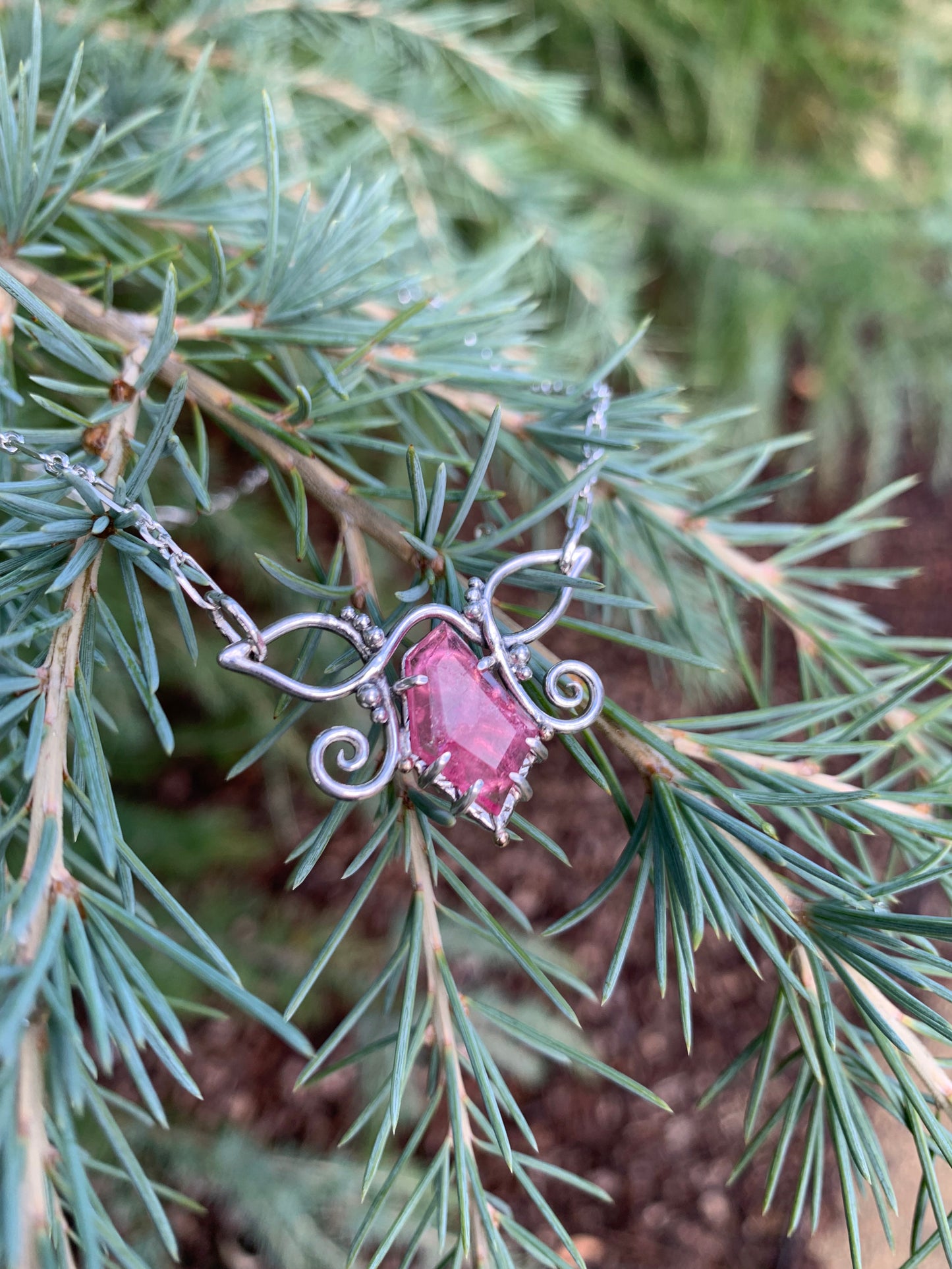 Elven Spring Pink Tourmaline Necklace