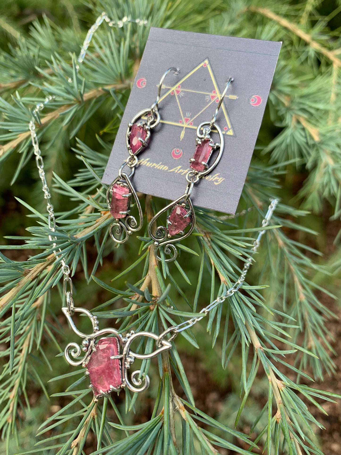 Elven Spring Pink Tourmaline Earrings
