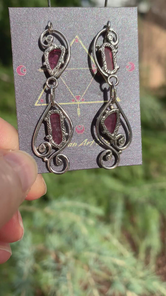 Elven Spring Pink Tourmaline Earrings