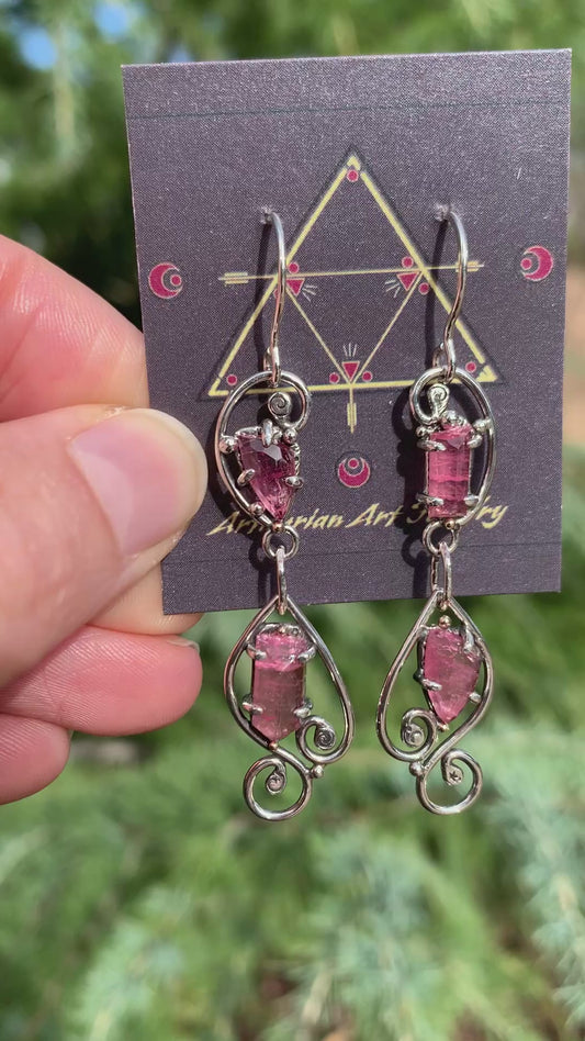 Elven Spring Pink Tourmaline Earrings